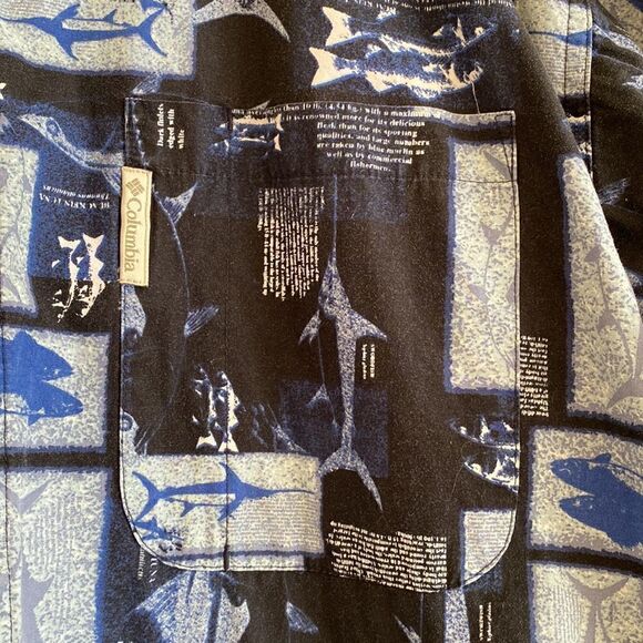 Columbia Short Sleeve Button Down Shirt Blue Fish Print Size Large - Picture 4 of 11